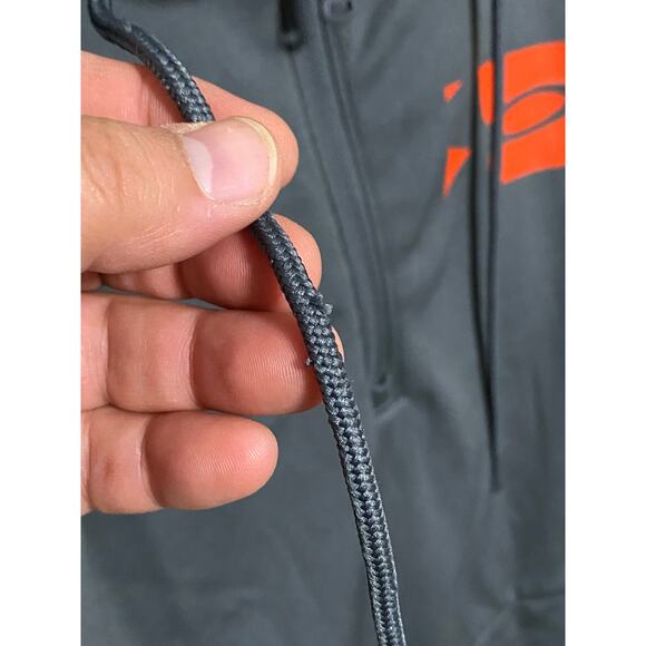 Under Armour 1/4 Zip Hoodie Pullover Sweatshirt Loose Orange Logo Mens SM - Picture 3 of 7